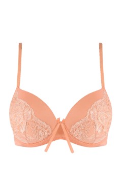 Evelyn Italy push-up podprsenka s krajkou světle oranžová 75B