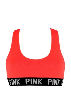 Pink bezešvá podprsenka záda motýlek oranžová zářivá M