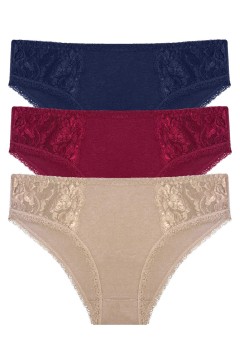 Helga bavlněné kalhotky s krajkou 9086 -3 ks