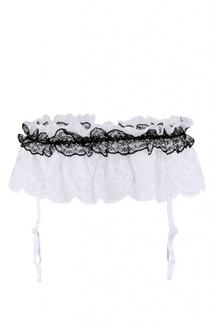 Sweet Secret black white krajkový podvazkový pás 8548