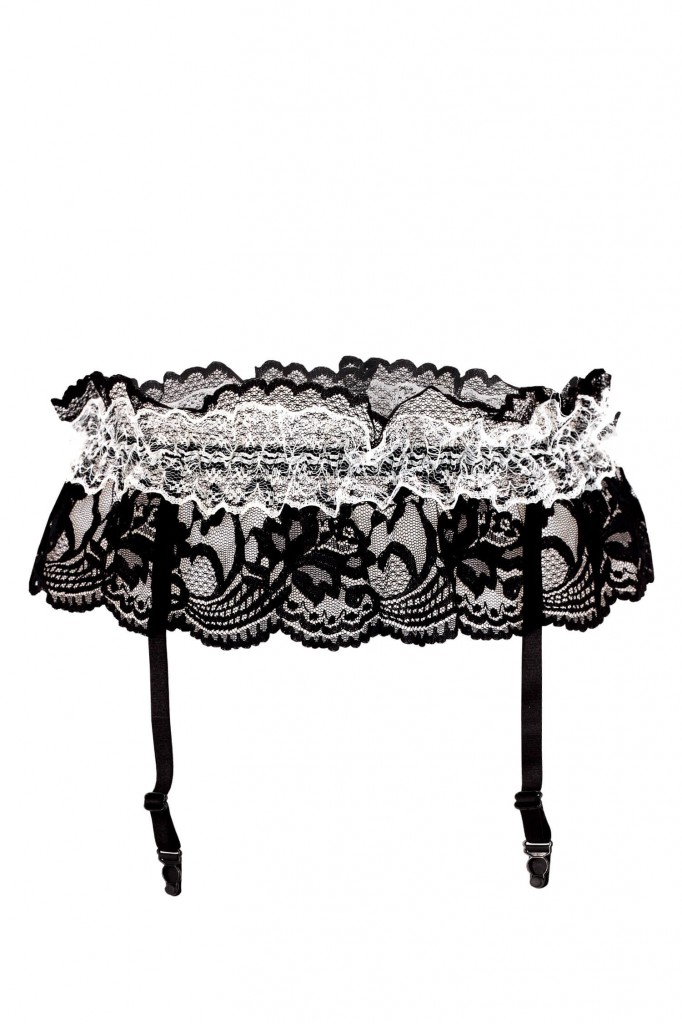 Sweet Secret black white krajkový podvazkový pás 8548