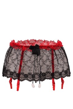 Pearls erotická tanga s podvazky 9942 černá L
