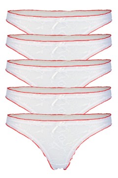 Petit průhledná nízká krajková tanga 5bal