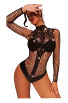 Síťované body s dlouhými rukávy 65112 černá