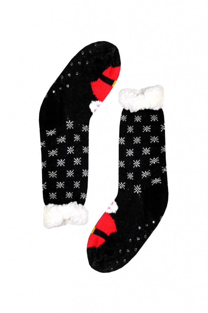 Santa Claus vánoční teplé ponožky vysoké dětské CW232 černá 27-30