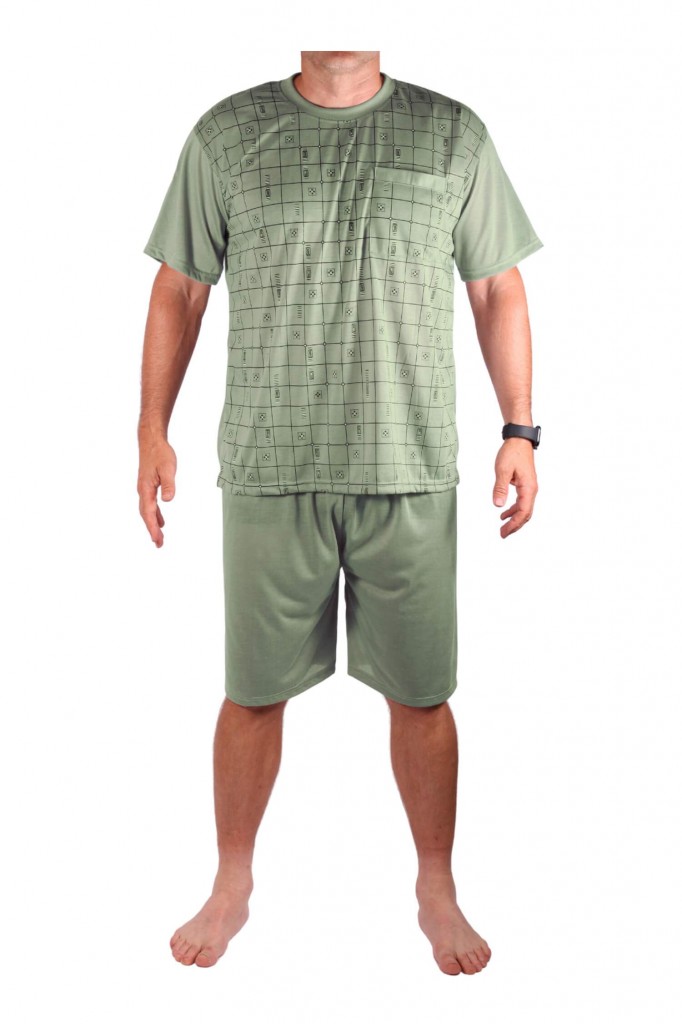 Boris pánské pyžamo krátké khaki 3XL