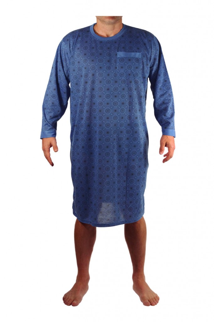 Dobra pánská noční košile dlouhý rukáv modrá 3XL
