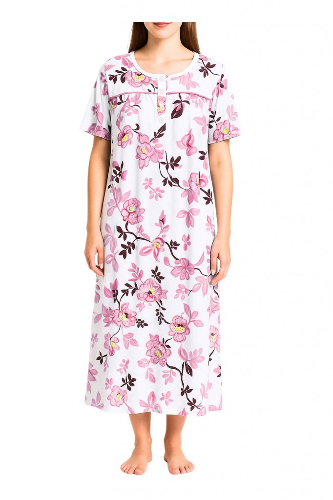 Bavlněná noční košile dlouhá Aťka 6524 růžová 3XL