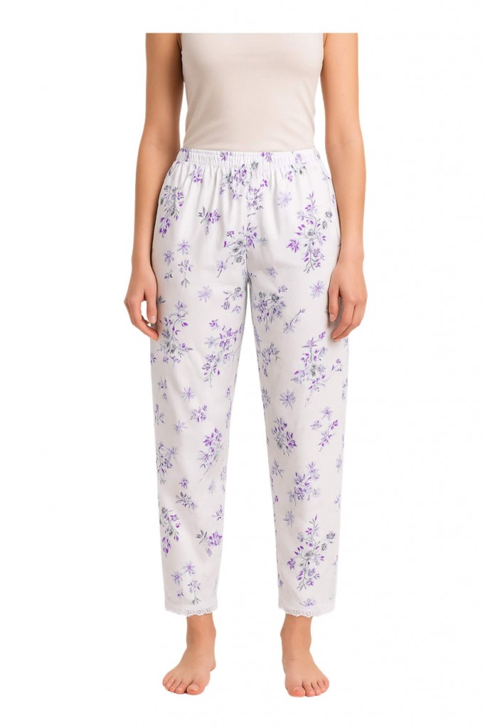 Teplé pyžamové kalhoty Elenka 725 fialová 3XL