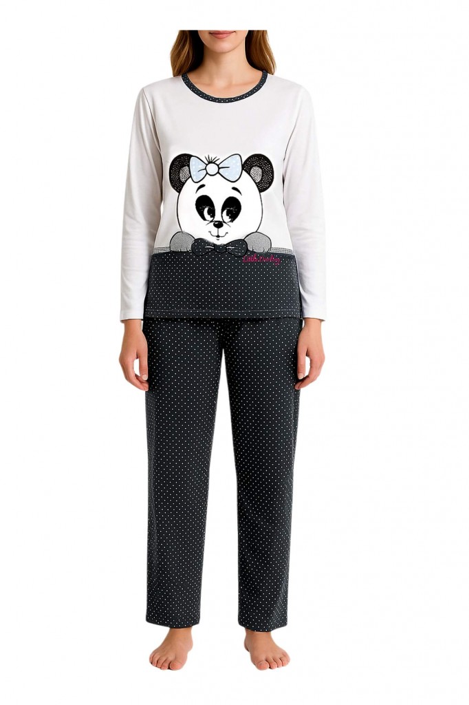 Dámské bavlněné pyžamo Panda 2307 černá 3XL