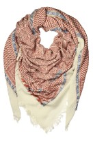 Bavlněný maxi šátek se vzorem a třásněmi Eli červená