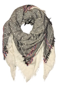 Bavlněný maxi šátek se vzorem a třásněmi Eli