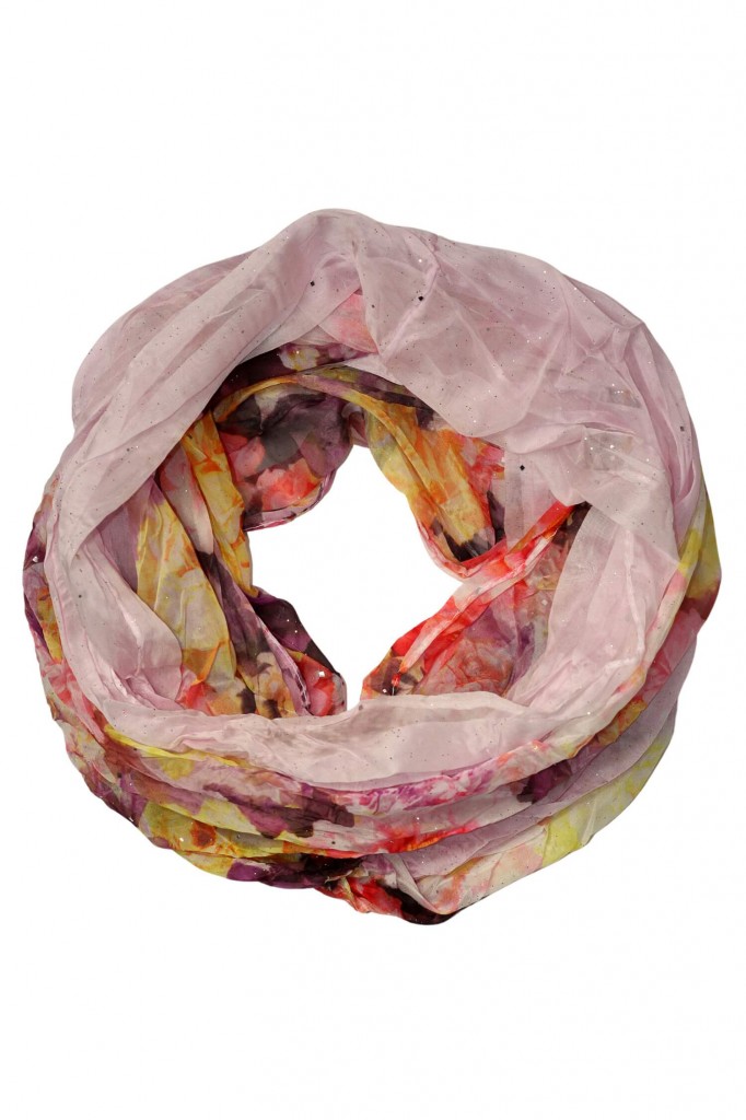 Květinová šála do kruhu -  Dotek jara se třpytkami