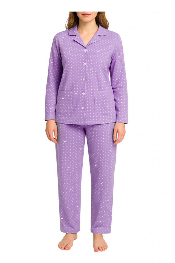 Dámské rozpínací pyžamo s knoflíky Pepina 2312 fialová 3XL
