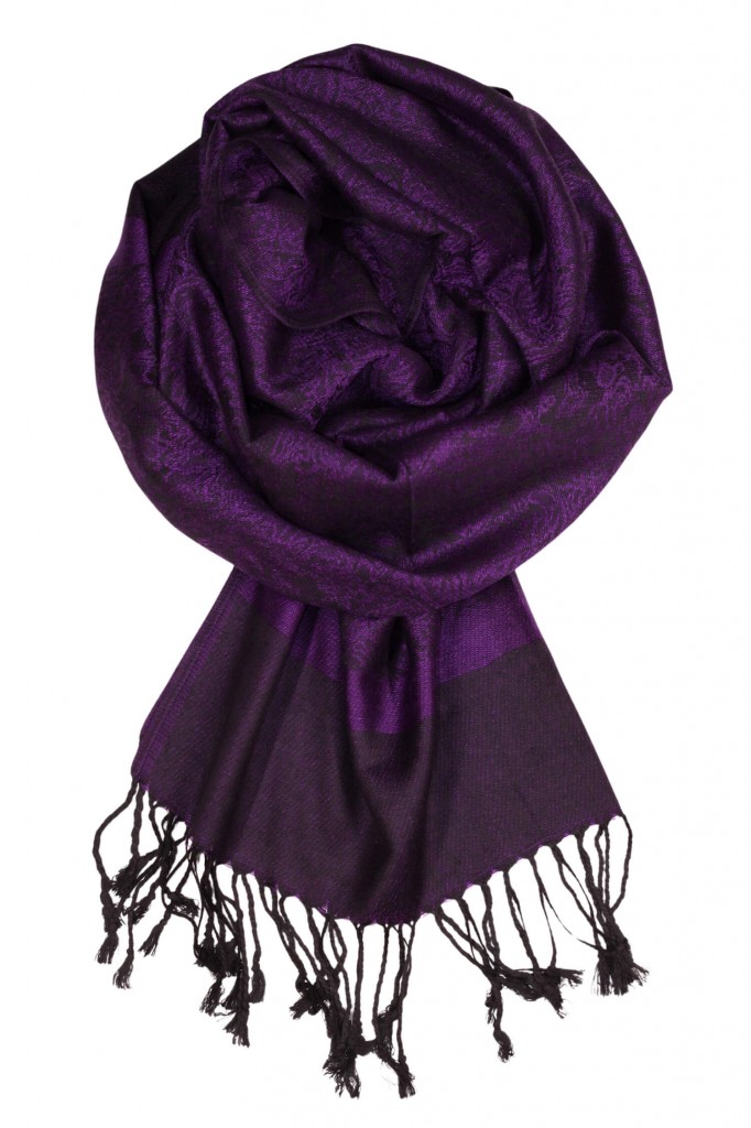 Roma - dámská zimní šála s kašmírovým vzhledem_72 tmavě fialová