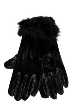 Dámské rukavice elegantní s kožešinkou - elastické - Elisa