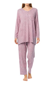Dámské bavlněné pyžamo s kapsou – dlouhý kabátek Linda - 2315