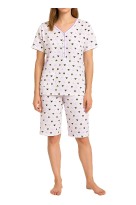 Dámské bavlněné pyžamo se srdíčky – krátký rukáv Jana 2319 fialová 3XL