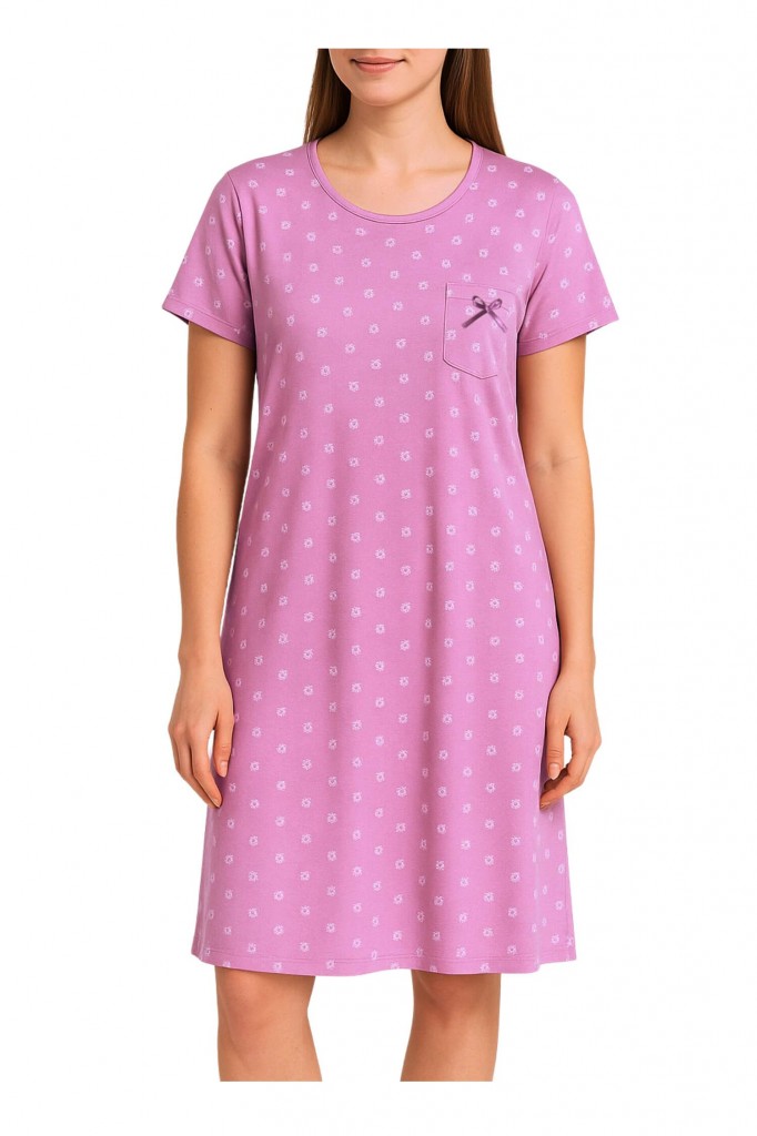 Dámská noční košile bavlněná na velké velikosti Iveta 6557 světle fialová 3XL