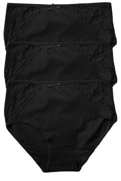 Bavlněné kalhotky vysoký pas s krajkou Zuzka 9105 - 3 ks