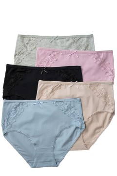 Bavlněné kalhotky vysoký pas s krajkou Zuzka 9105 - 3 ks