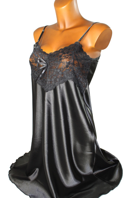 Bowie Black saténová košilka s krajkou